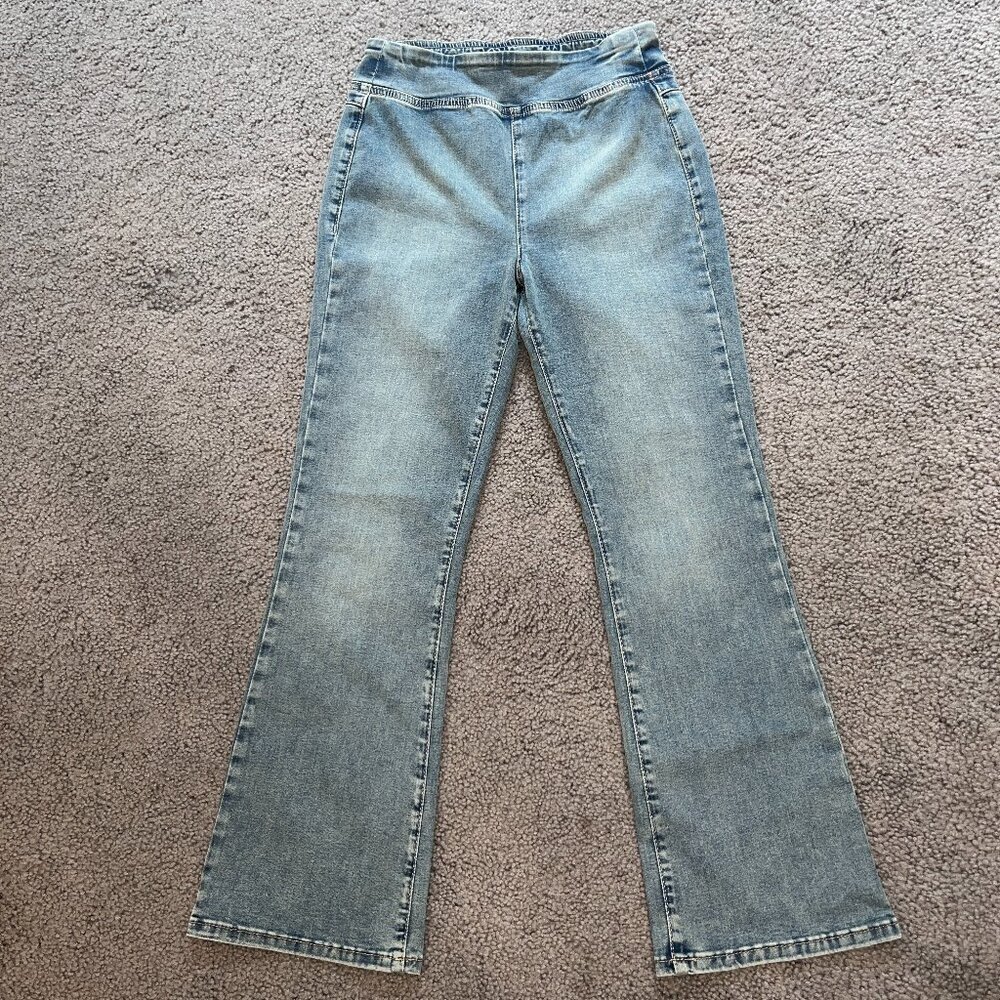 WE THE FREE FP FREE PEOPLE MY FEELINGS MID RISE CROP BOOT CUT FLARE JEANS - S